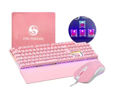 Mechanical Keyboard And Mouse Kit Dpi 7200 Abnt2 Gamer Light Led Rgb Switch Red Usb Mouse Pad For Computer Pc Bk-06