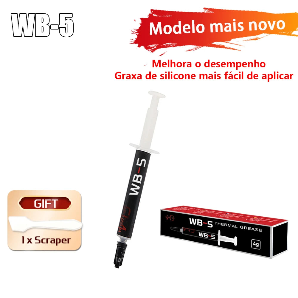 Wovibo pasta térmica WB-4 wb 4 5 4g 17 W /M-k para cpu gpu refrigerador de refrigeração térmica graxa pasta composto silicone