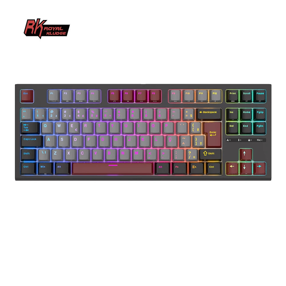 RK R87 Brazilian Portuguese Mechanical Keyboard 87 Keys RGB Backlit Hot-Swappable Gaming Keyboard PBT Keycaps RK ROYAL KLUDGE