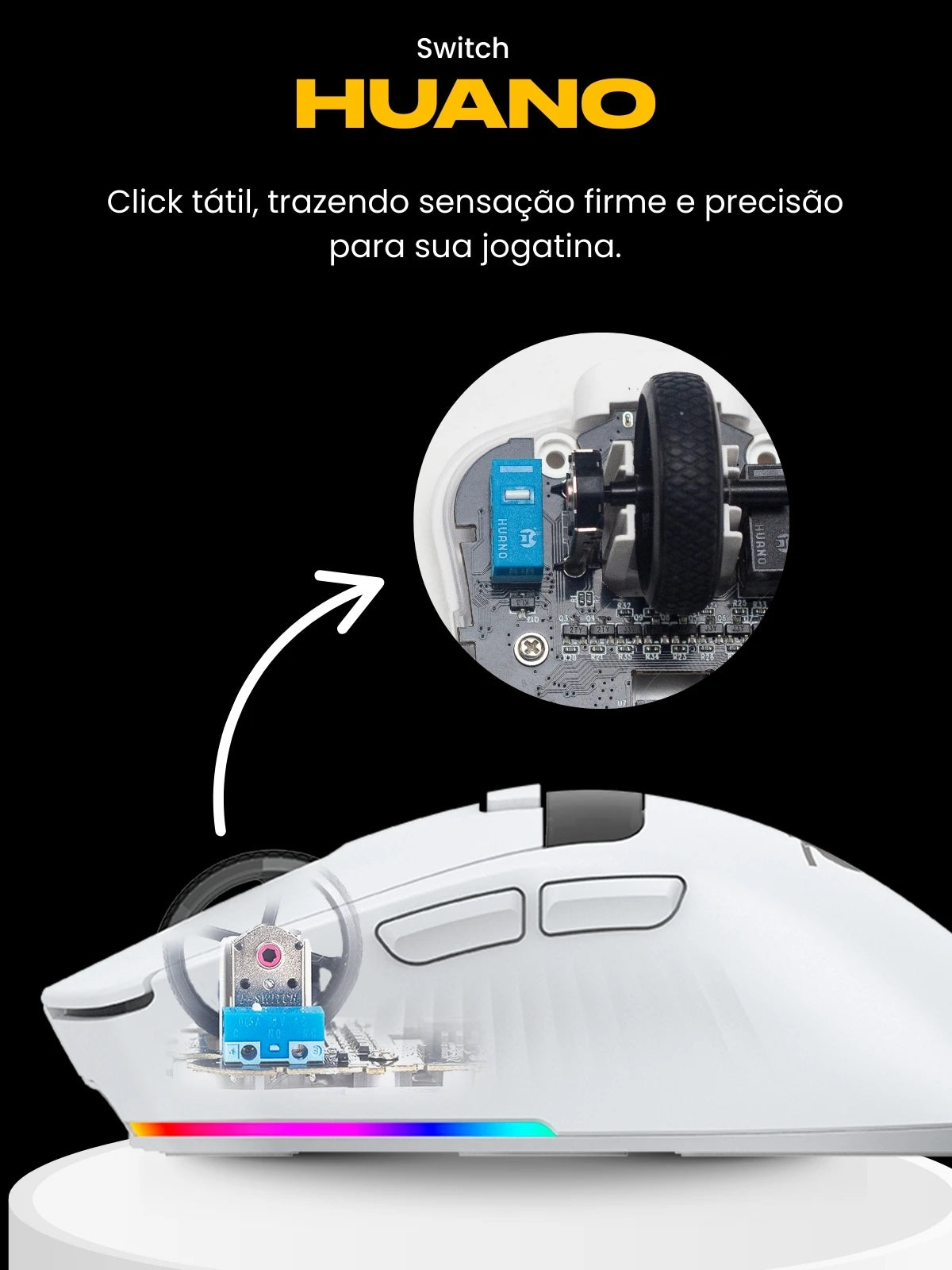 Gamer Wireless Mouse 12000DPI Sensor Pixart 3311 Polling Rate 2000Hz PC White Color Black-Titorion