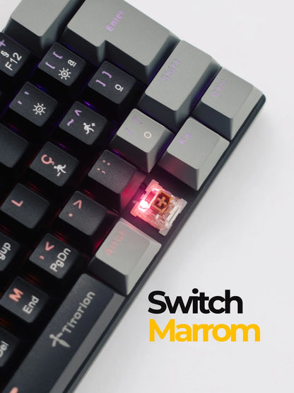 Mechanical Keyboard Gamer Grey 60% Hot Swap Switch Bronw Red Brown Red ABNT2 USB Titorion TE002