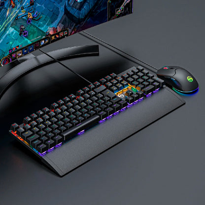 Mechanical Keyboard And Mouse Kit Dpi 7200 Abnt2 Gamer Light Led Rgb Switch Red Usb Mouse Pad For Computer Pc Bk-06