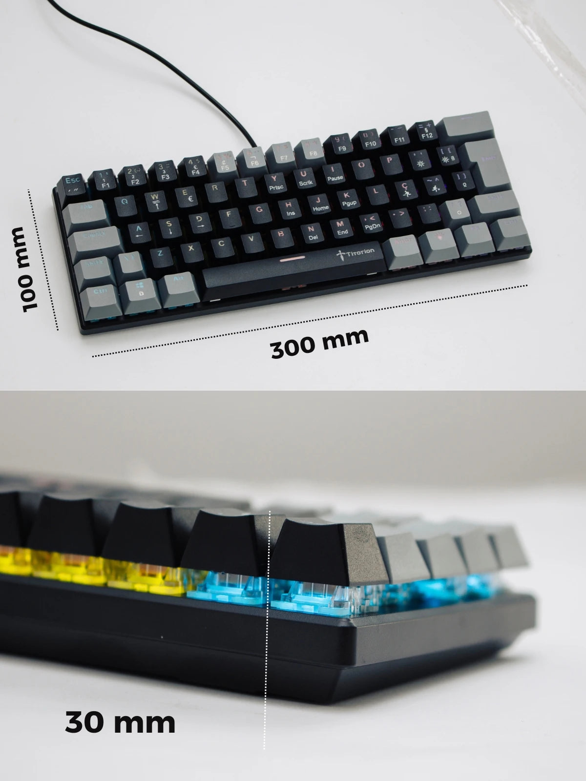 Mechanical Keyboard Gamer Grey 60% Hot Swap Switch Bronw Red Brown Red ABNT2 USB Titorion TE002