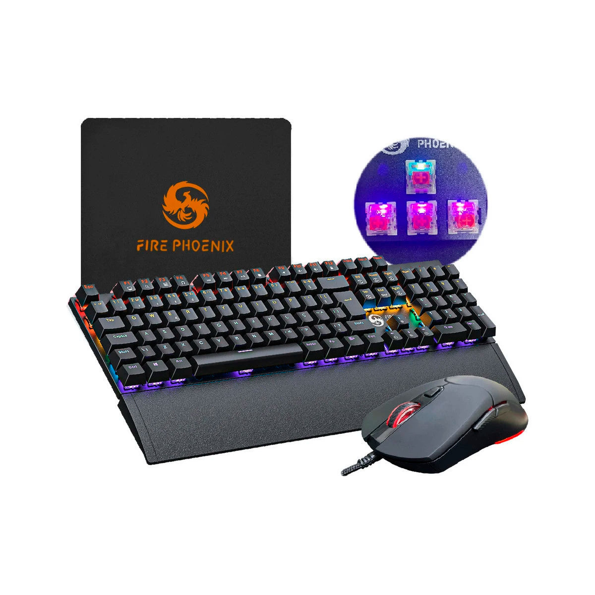 Mechanical Keyboard And Mouse Kit Dpi 7200 Abnt2 Gamer Light Led Rgb Switch Red Usb Mouse Pad For Computer Pc Bk-06