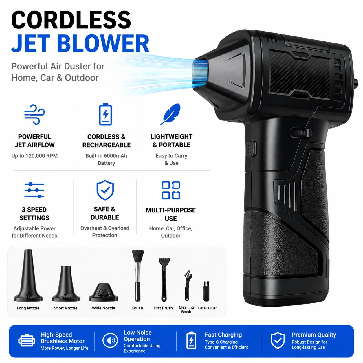 Performance Turb Jetblower Black Equipment Violent Metal Blower Vacuum Cleaning Brush Mini Pistola Soplador Blow Magnetic Cans
