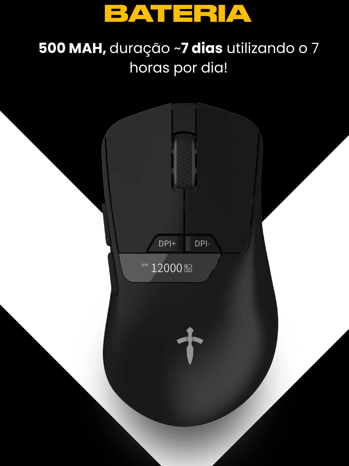 Gamer Wireless Mouse 12000DPI Sensor Pixart 3311 Polling Rate 2000Hz PC White Color Black-Titorion