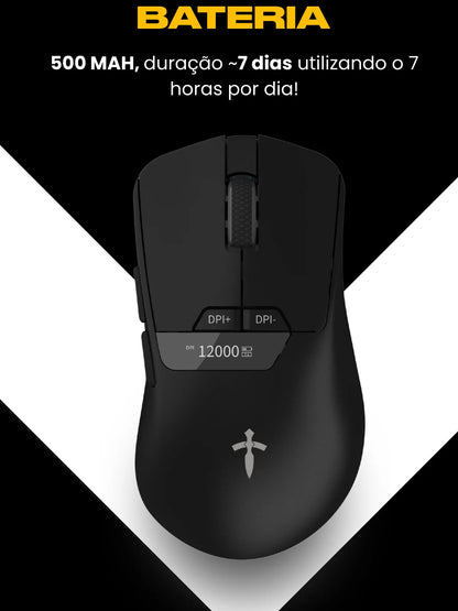 Gamer Wireless Mouse 12000DPI Sensor Pixart 3311 Polling Rate 2000Hz PC White Color Black-Titorion