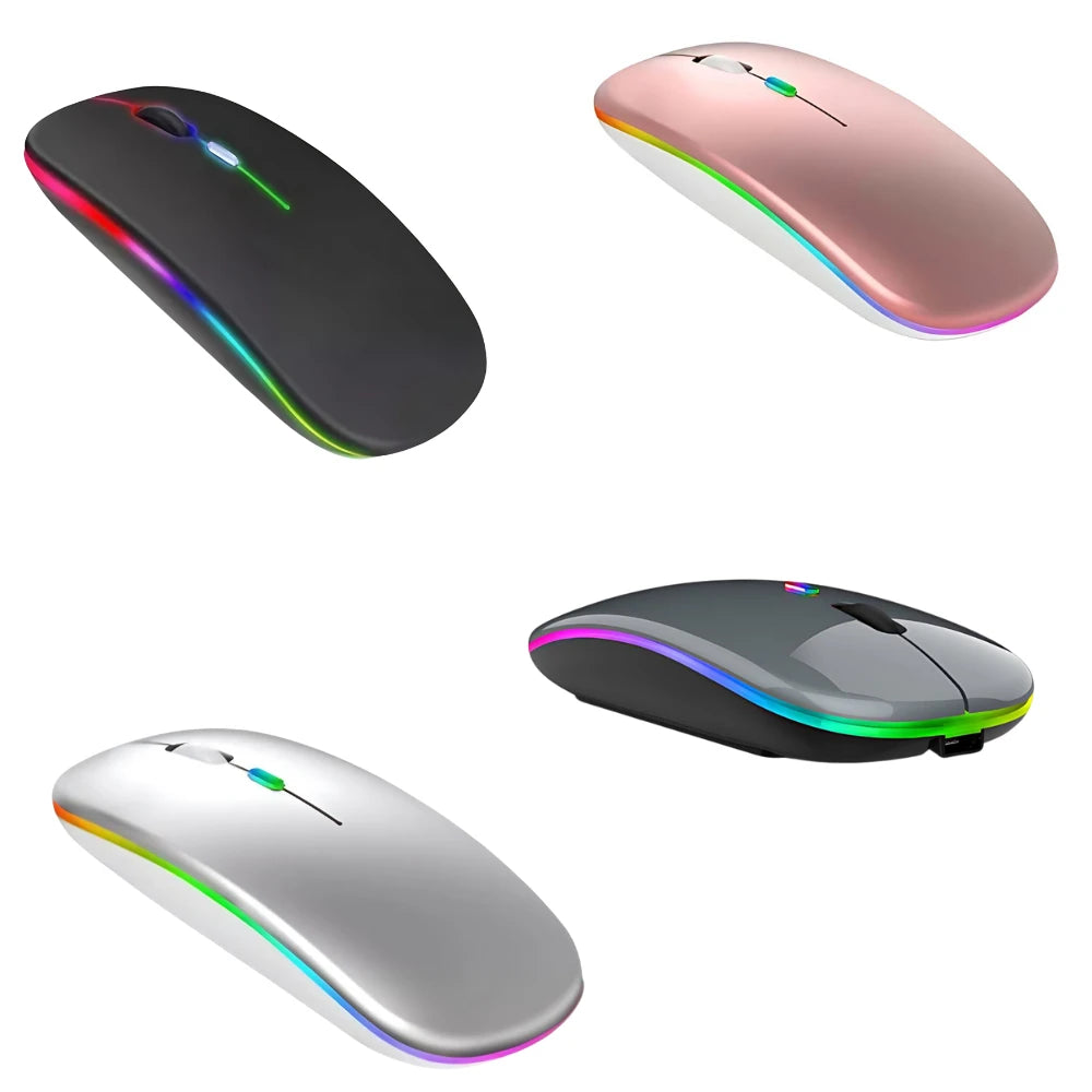 Mouses Wireless Bluetooth Recarregável Led Rgb 2.4 Ghz Sem Fio Moderno