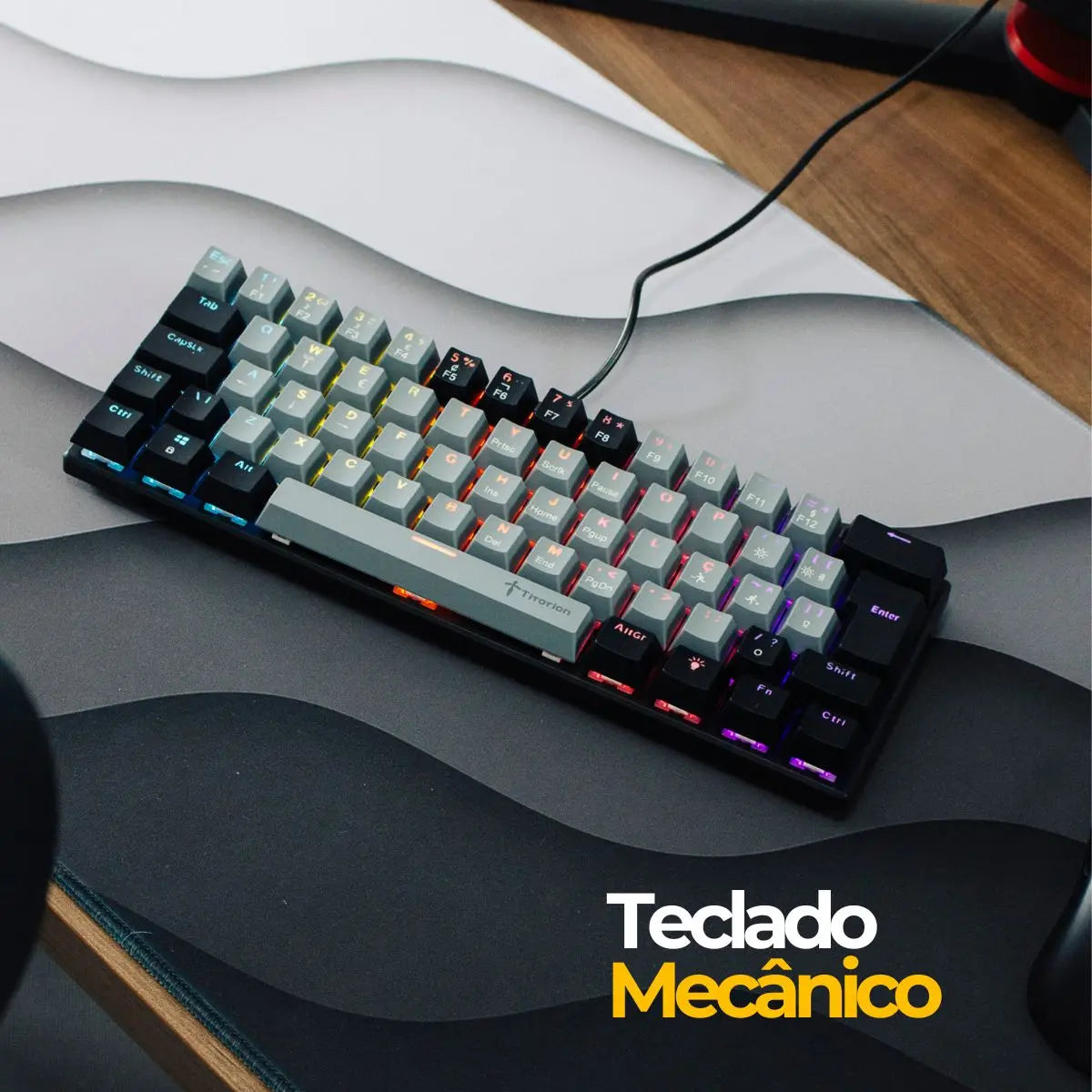 Mechanical Keyboard Gamer Grey 60% Hot Swap Switch Bronw Red Brown Red ABNT2 USB Titorion TE002