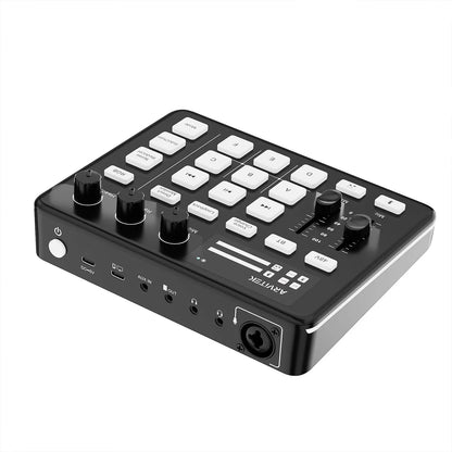 Gaming Audio Mixer for PC, Audio Interface Sound Board w/RGB Effect, Support Bluetooth, XLR/TRS Microphone, 48V Phantom Powe