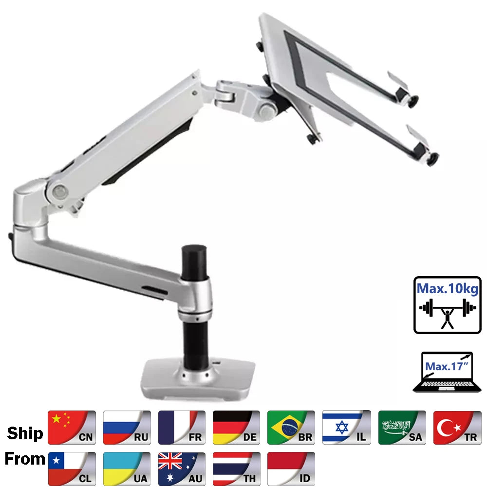 V62CT Aluminum Alloy Desktop Mount Dual Use 17-27 inch Monitor Support 17 inch Laptop Holder Mechanical Spring Arm