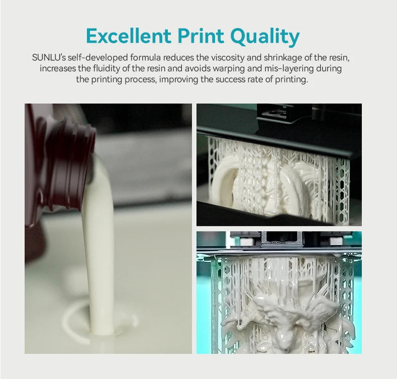 SUNLU 5KG ABS Like Resin 1000G/Bottle 405nm UV Curing Photopolymer Rapid 3D Resin for 2K 4K 6K 8K LCD/DLP/SLA 3D Printers