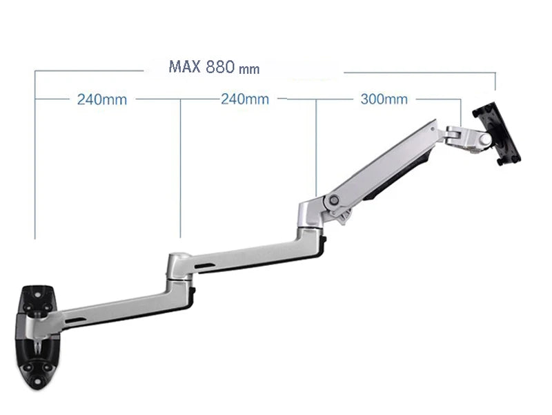 V63W / XSJ8013W Wall Mount Aluminum Ultra Long Mechanical Spring Arm Monitor Support Full Motion Monitor Holder Mount Bracket