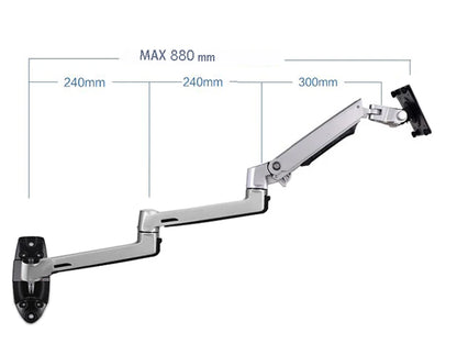 V63W / XSJ8013W Wall Mount Aluminum Ultra Long Mechanical Spring Arm Monitor Support Full Motion Monitor Holder Mount Bracket