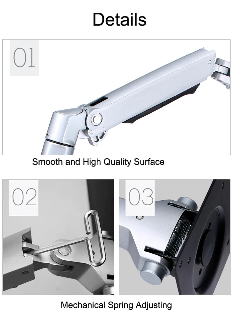 V63W / XSJ8013W Wall Mount Aluminum Ultra Long Mechanical Spring Arm Monitor Support Full Motion Monitor Holder Mount Bracket