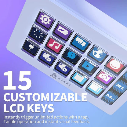 Ajazz AKP153E Visual Keyboard LCD Display Keys Programmable Shortcut Keyboard Macro Keys Programmable Desktop Controller