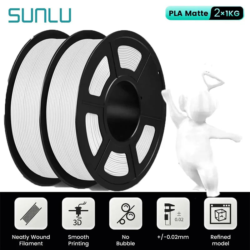 SUNLU Mix-Color 2Roll PLA/PLA Matte/Clear Filament 1.75mm 1kg Spool (2.2lbs) Neatly Wound Filament Fit Most FDM Printer
