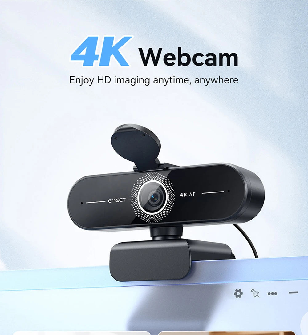 4K Webcam 1080P 60fps Video Camera EMEET C60E 4K Autofocus USB  Camera for Computer/PC Living/ Video Call/ Conference Web Cam
