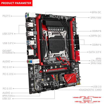 MACHINIST RS9 X99 motherboard LGA 2011-3 supports Intel Xeon CPU processor DDR4 RAM quad channel memory USB3.0