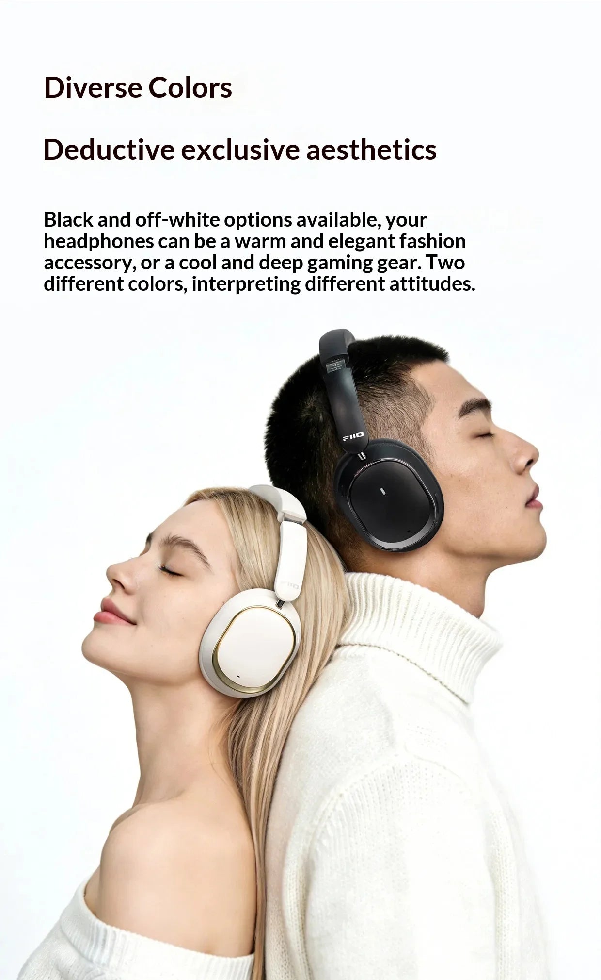 Fiio Eh13 Headphones Over Ear Gaming Bluetooth Dynamic Anc Noise Reduction Ldac Hifi Audio Long Battery Life Wireless Headset