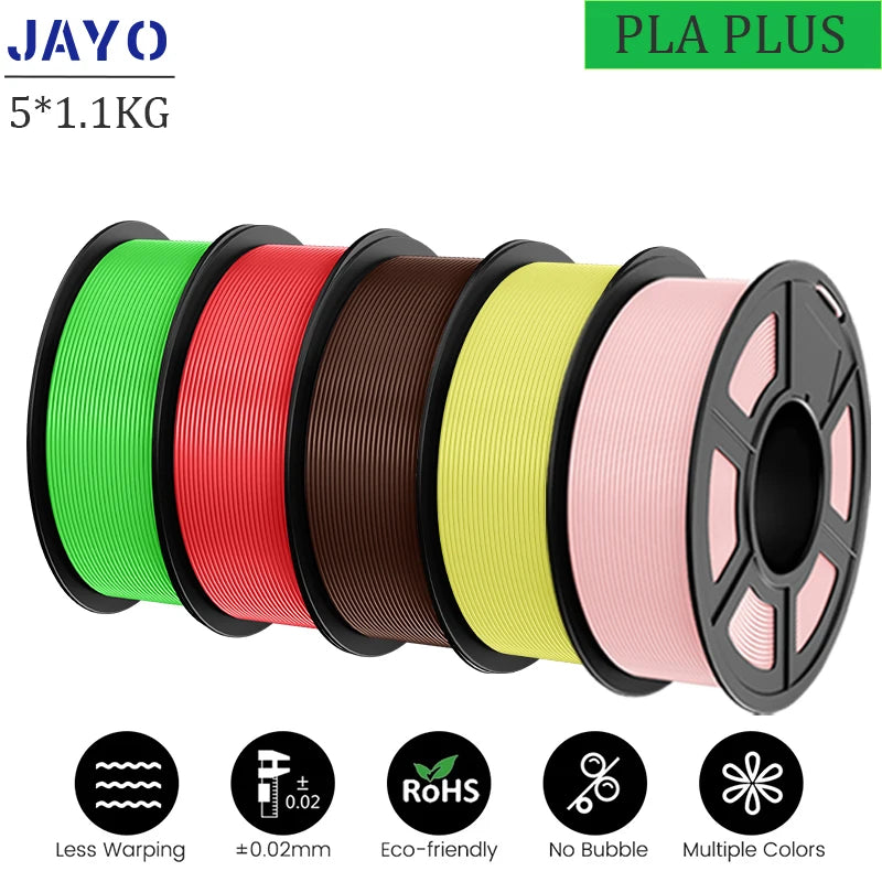 JAYO 5Rolls PLA/PLA Plus/petg/ABS/TPU/PLA meta/PLAYG/HS-PLA 3D Printer Filament 1.75mm FDM 3D Printer Materials for 3D Printer