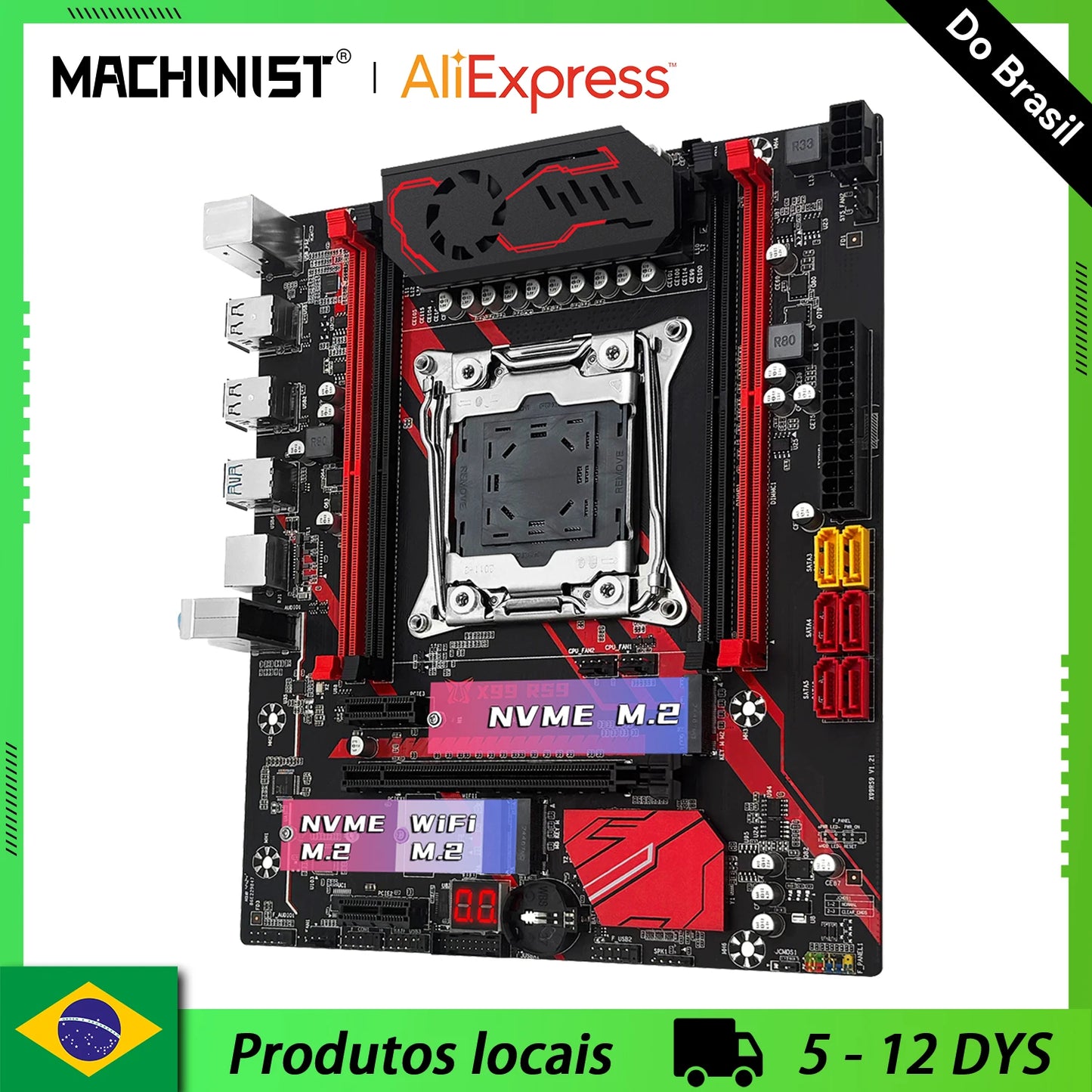 MACHINIST X99 RS9 Motherboard Support Xeon E5 V3/V4 LGA 2011-3 CPU And DDR4 RAM Four channel and NVME M.2 Slot USB3.0