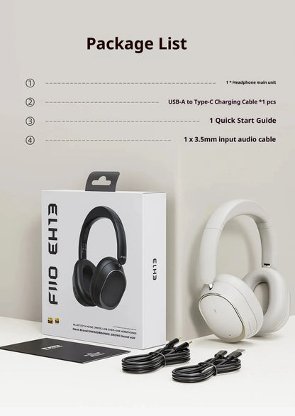 Fiio Eh13 Headphones Over Ear Gaming Bluetooth Dynamic Anc Noise Reduction Ldac Hifi Audio Long Battery Life Wireless Headset