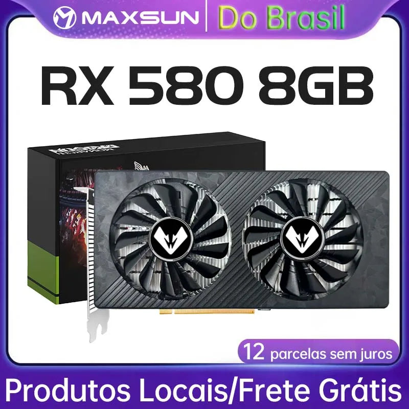 Radeon RX580 8G Graphics Cards GDDR5 Video Card DP DVI PCIE3.0x16 for Gaming Computer GPU Card RX 580 Full New MAXSUN AMD