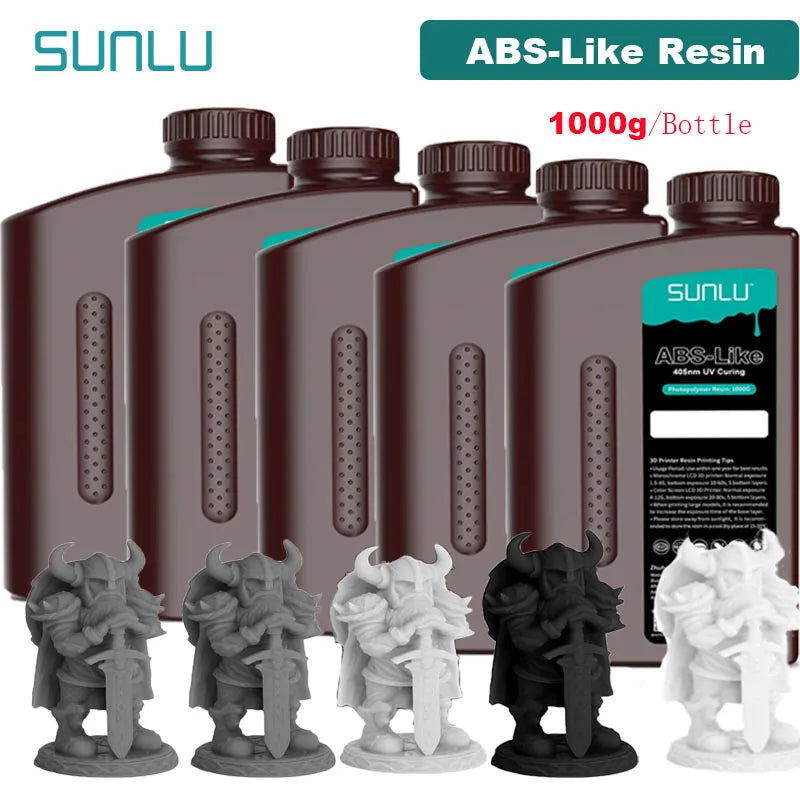 SUNLU 5KG ABS Like Resin 1000G/Bottle 405nm UV Curing Photopolymer Rapid 3D Resin for 2K 4K 6K 8K LCD/DLP/SLA 3D Printers