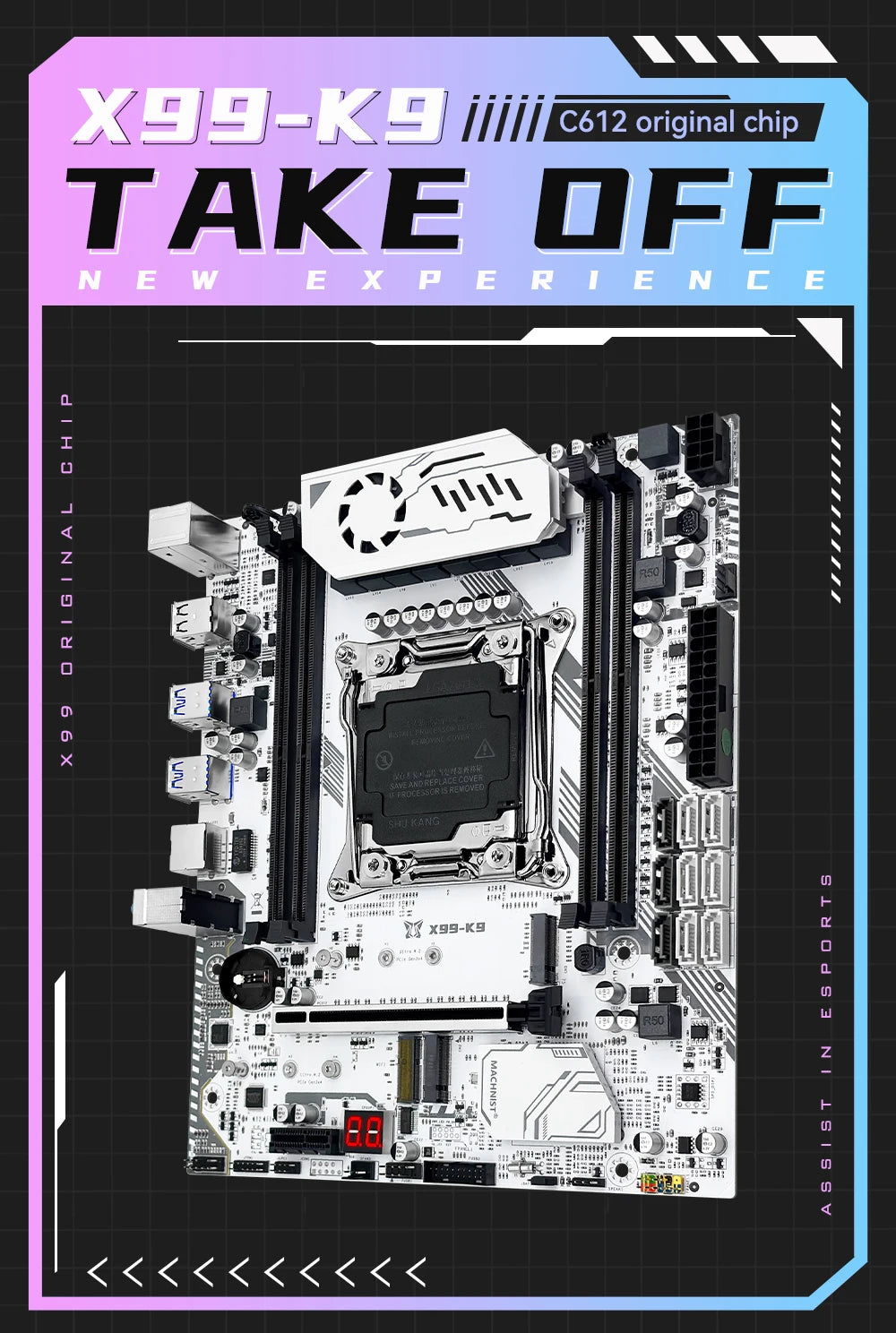 MACHINIST X99 K9 Motherboard C612 Chip Supports TPM 2.0 LGA 2011-3 CPU Four Channel DDR4 RAM PCIE3.0 USB3.0 for Desktop Host