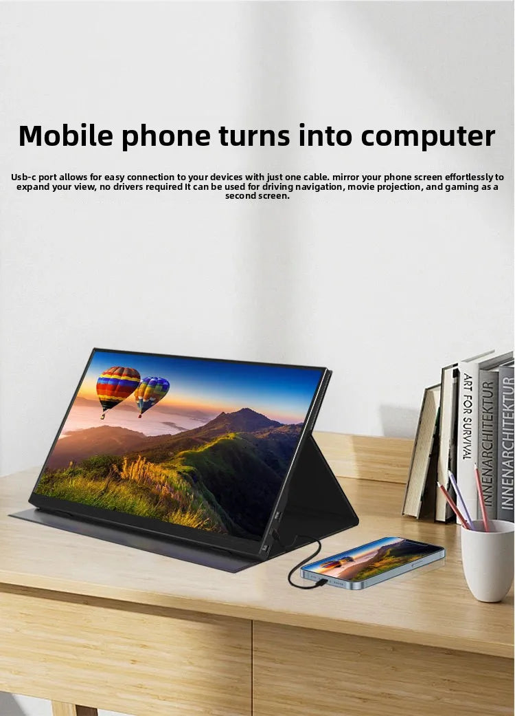 15.6" FHD IPS Portable Touch Monitor, USB-C Plug & Play Second Screen for Laptop/Mobile/Switch/PS5/Xbox, for Gaming & Office