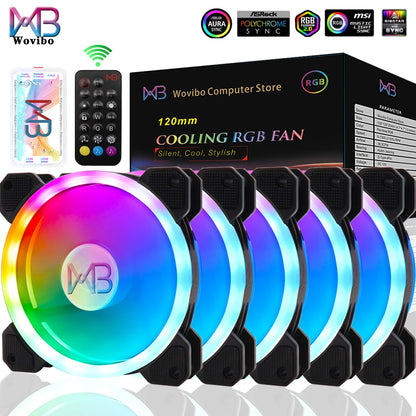 Wovibo 120mm Fan Ventilador Rgb Caso Ventiladores Argb Mudo Cooler Computador 6pin Refrigeração 12cm Ventilador