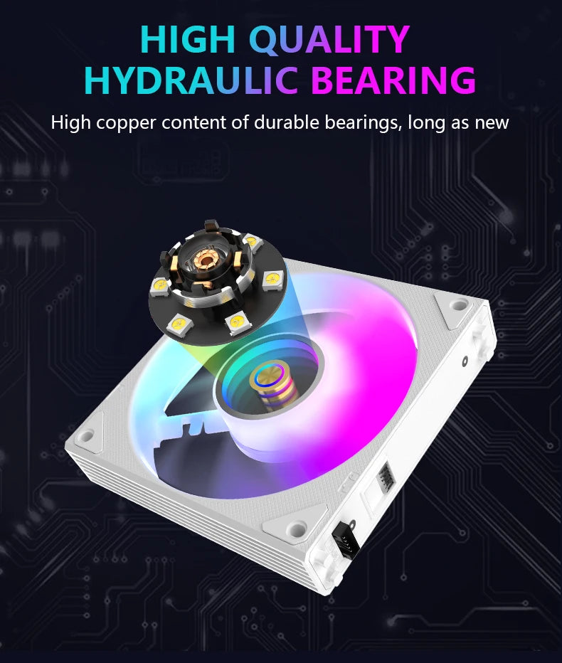 Wovibo Wireless Splicing 120mm Uni Fan Cabless Cooling Fans Cooler PWM 4PIN 5V ARGB RGB PC Computer Case Fans 12cm
