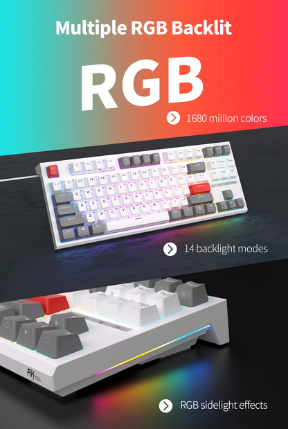 RK R87 Brazilian Portuguese Mechanical Keyboard 87 Keys RGB Backlit Hot-Swappable Gaming Keyboard PBT Keycaps RK ROYAL KLUDGE