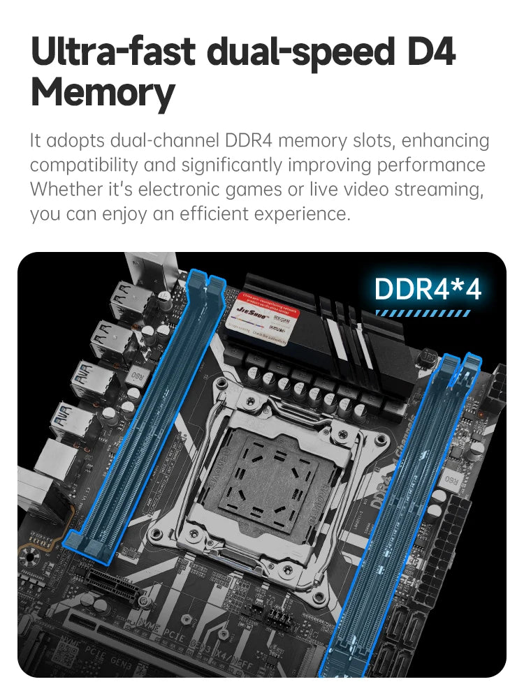 JIESHUO NEW X99 Gaming Motherboard USB3.0 Dual Channel DDR4 Memory PCIEx16 LGA2011-3 Support M.2 NVME for Computer Components