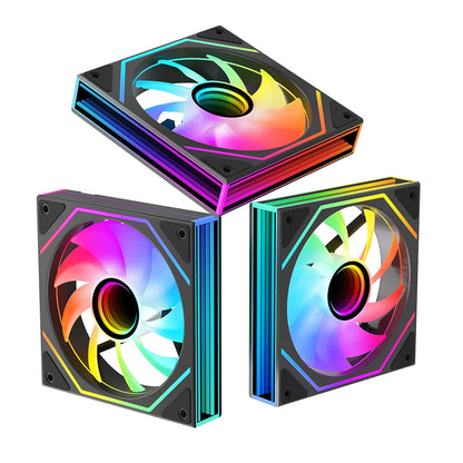 Jungle Leopard Prism 6MAX ARGB CPU Fan 120mm Black White 3 Side Infinity Mirrors PC Cooler Fan 5V 3PIN ARGB Mobo Sync 4PIN PWM