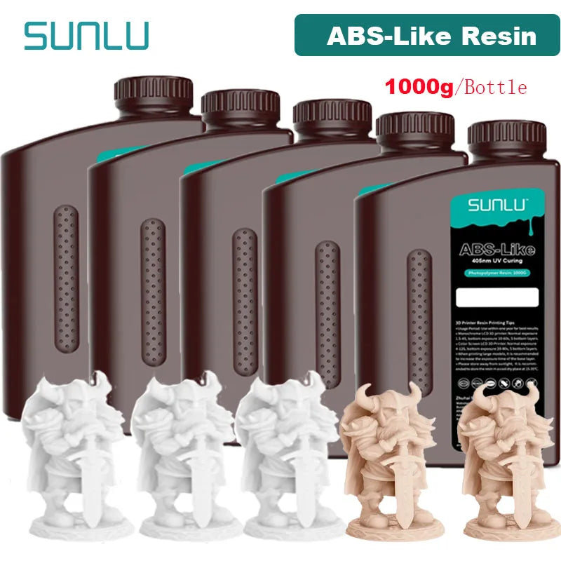 SUNLU 5KG ABS Like Resin 1000G/Bottle 405nm UV Curing Photopolymer Rapid 3D Resin for 2K 4K 6K 8K LCD/DLP/SLA 3D Printers