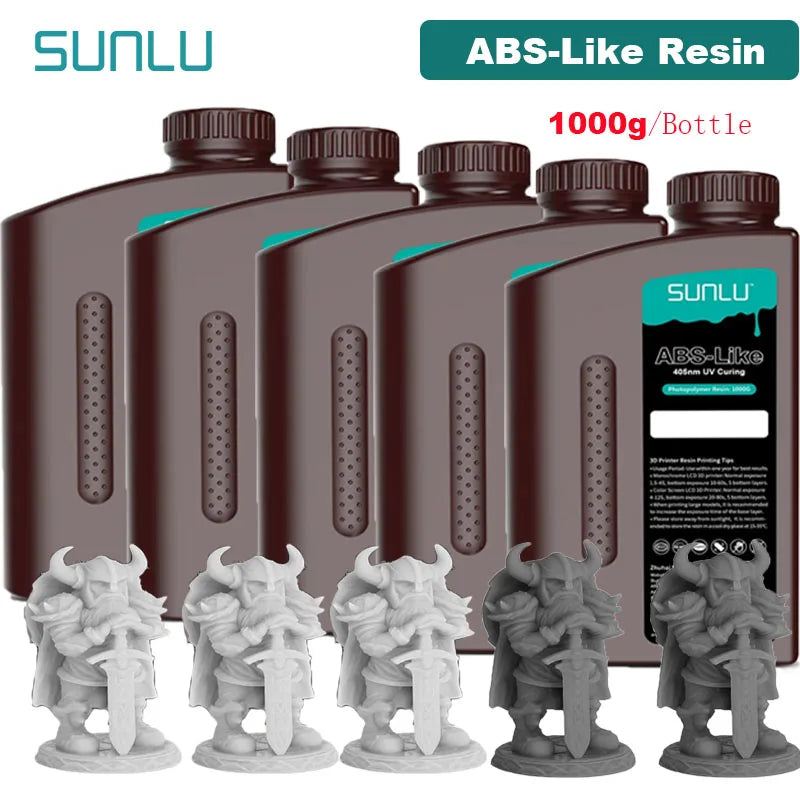 SUNLU 5KG ABS Like Resin 1000G/Bottle 405nm UV Curing Photopolymer Rapid 3D Resin for 2K 4K 6K 8K LCD/DLP/SLA 3D Printers