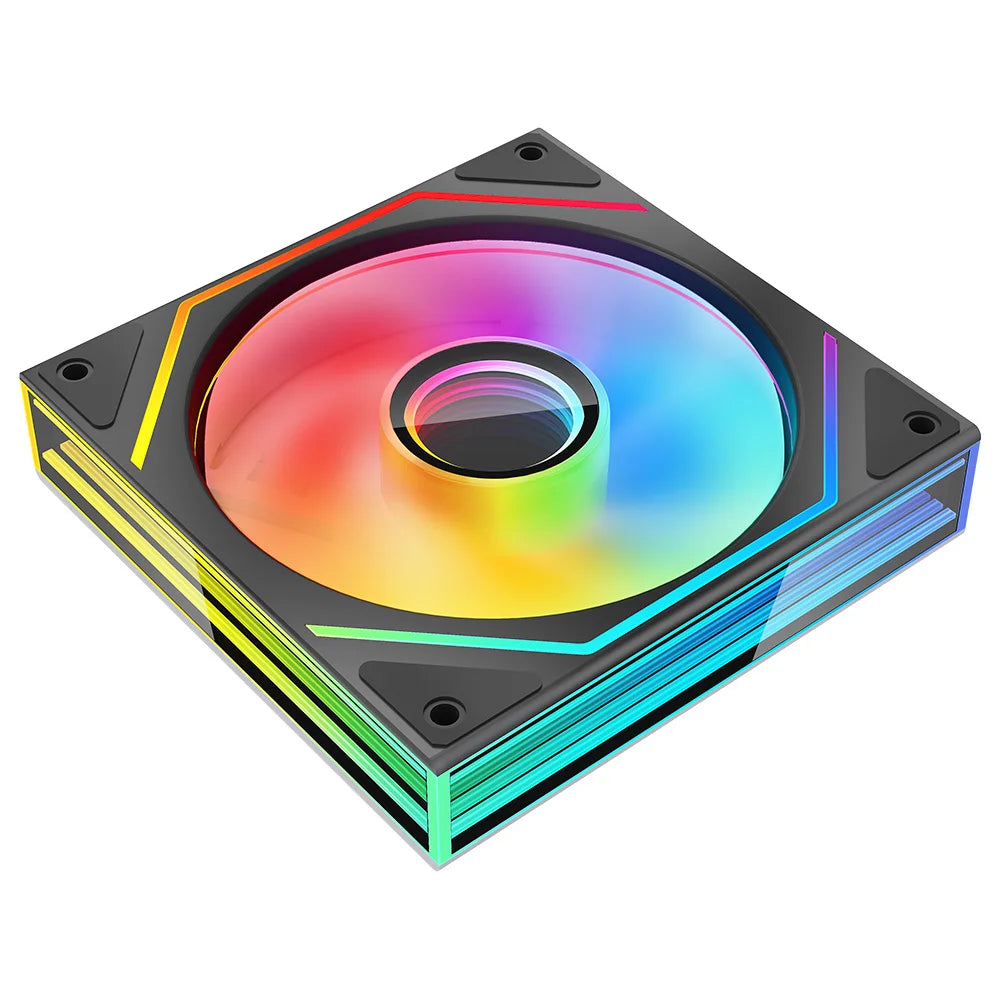 Jungle Leopard Prism 6MAX ARGB CPU Fan 120mm Black White 3 Side Infinity Mirrors PC Cooler Fan 5V 3PIN ARGB Mobo Sync 4PIN PWM