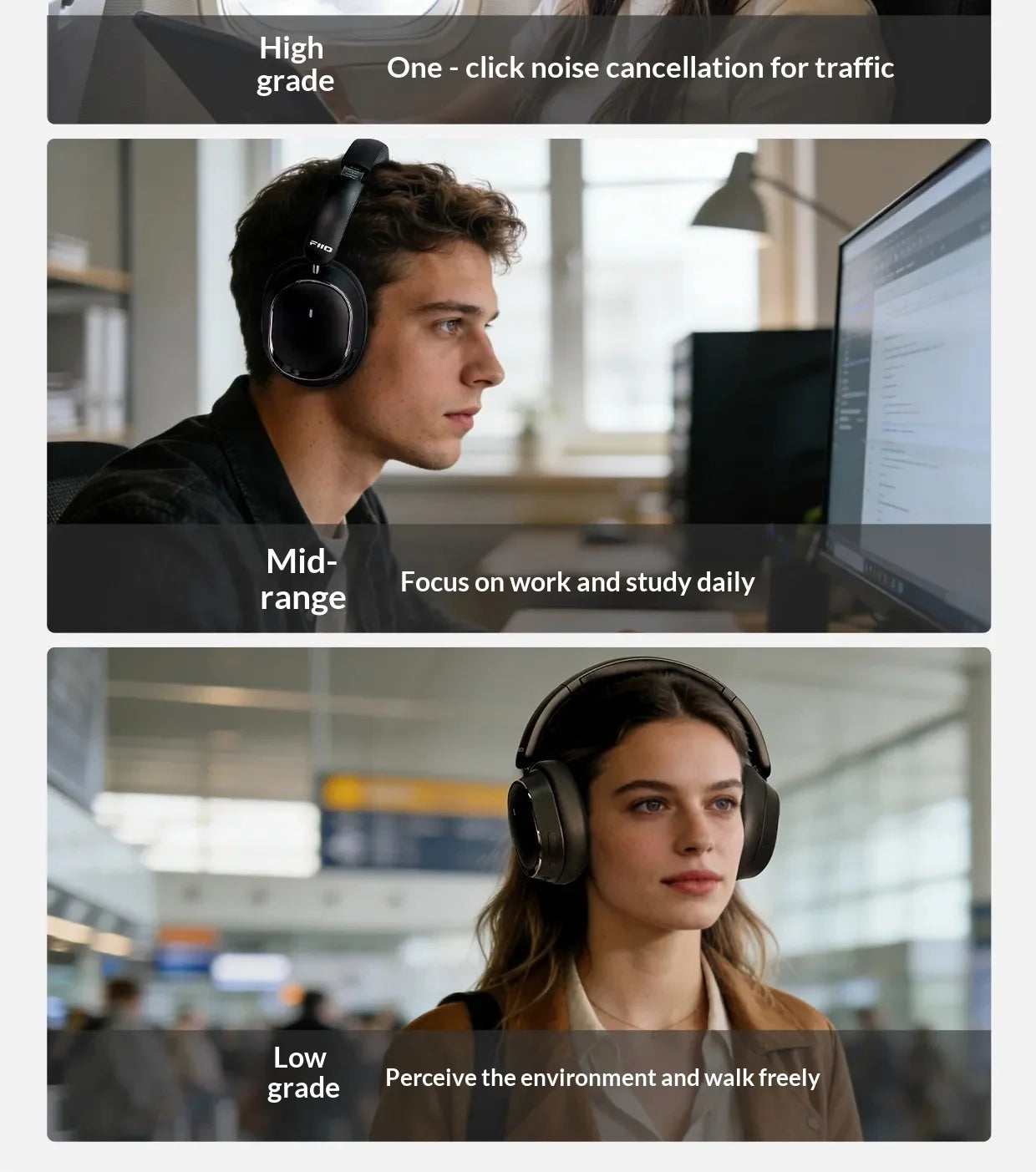 Fiio Eh13 Headphones Over Ear Gaming Bluetooth Dynamic Anc Noise Reduction Ldac Hifi Audio Long Battery Life Wireless Headset