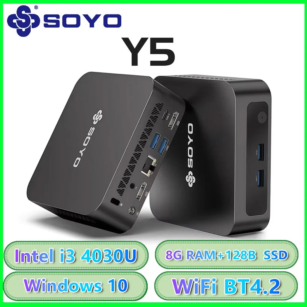 SOYO Mini PC Y5AIR Intel i5 4250U & Y5PLUS i7 4600U CPU 8G RAM 128G ROM VGA USB3.0 M.2 Win11Pro Desktop Computer WiFi BT4.2
