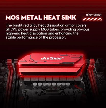 JIESHUO X99-JS11 Motherboard Set with Intel Xeon E5 2682 V4 CPU & Four-channel DDR4 16G  2133MHz RAM for Gaming Computer