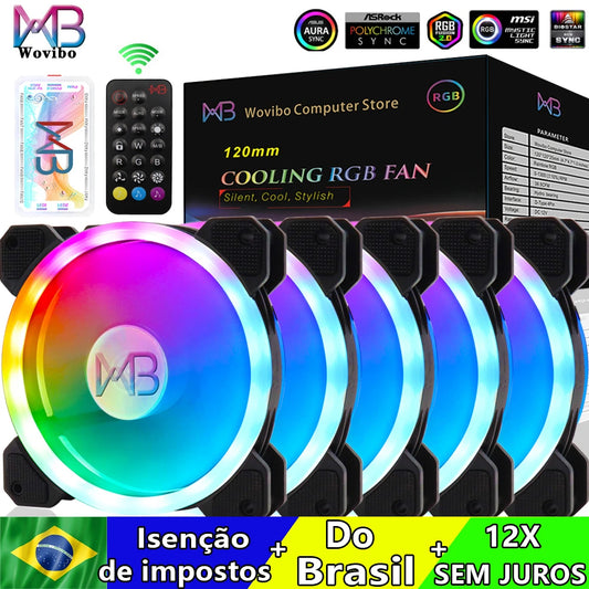 Wovibo 120mm Fan Ventilador Rgb Caso Ventiladores Argb Mudo Cooler Computador 6pin Refrigeração 12cm Ventilador