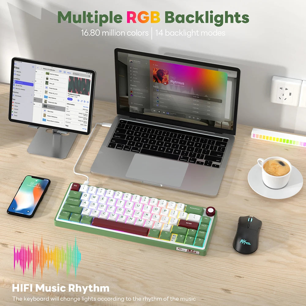 RK R65 Brazilian Portuguese Mechanical keyboard 66Keys Gasket RGB Backlit Hot-swappable Gamer keyboard Brazil RK Royal Kludge