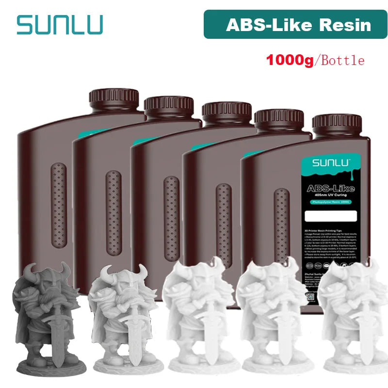 SUNLU 5KG ABS Like Resin 1000G/Bottle 405nm UV Curing Photopolymer Rapid 3D Resin for 2K 4K 6K 8K LCD/DLP/SLA 3D Printers