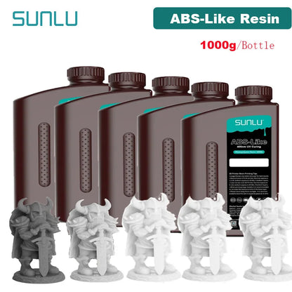SUNLU 5KG ABS Like Resin 1000G/Bottle 405nm UV Curing Photopolymer Rapid 3D Resin for 2K 4K 6K 8K LCD/DLP/SLA 3D Printers