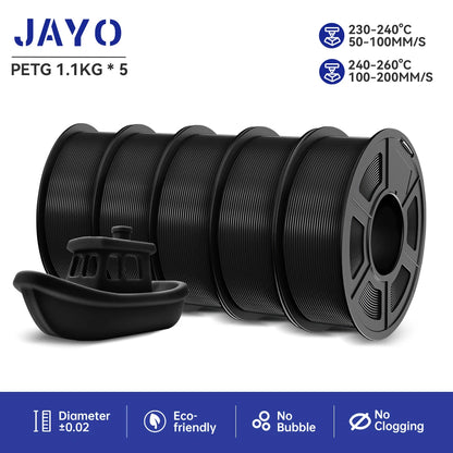 JAYO 5Rolls PLA/PLA Plus/petg/ABS/TPU/PLA meta/PLAYG/HS-PLA 3D Printer Filament 1.75mm FDM 3D Printer Materials for 3D Printer