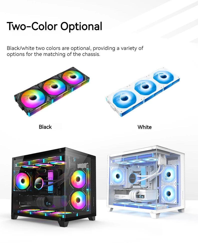 TEUCER JM-1 Fan Kit 3 in 1 ARGB Mirror Cycle Light Effect 4Pin PWM 800-2000RPM Water Cooling 360mm Wireless PC Cooler Fan