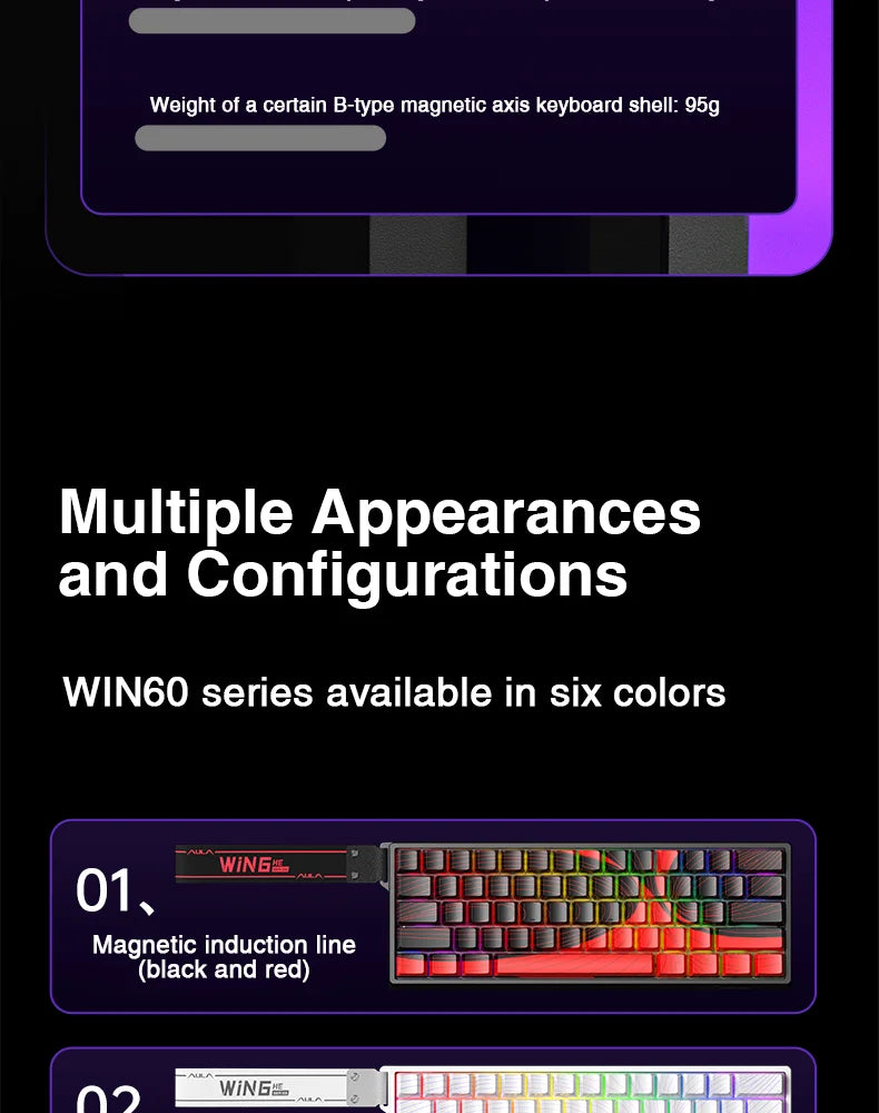 AULA WIN60 Magnetic Switch Keyboard Rapid Trigger 8K Return RGB Hotswap 60% Custom Gaming Keyboard