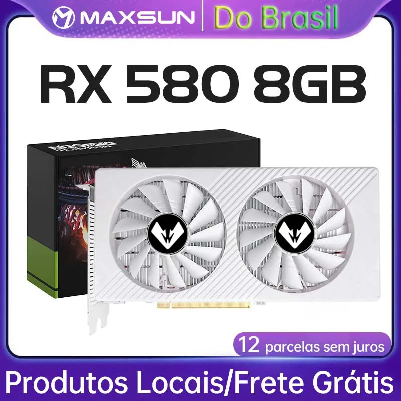 Radeon RX580 8G Graphics Cards GDDR5 Video Card DP DVI PCIE3.0x16 for Gaming Computer GPU Card RX 580 Full New MAXSUN AMD